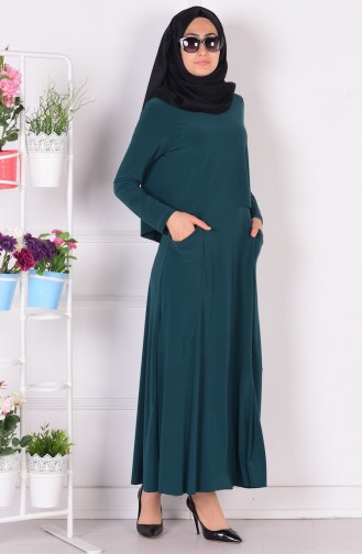 Emerald Green Hijab Dress 1808-07