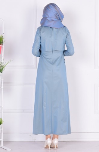 Bislife Pocket Pleated Dress 4059-05 Blue Yellow 4059-05
