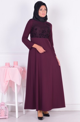 Weinrot Hijab-Abendkleider 4443-01