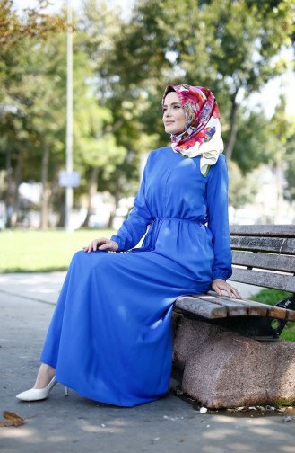 Saks-Blau Hijab Kleider 6440-04