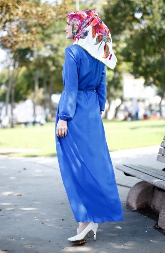 Saks-Blau Hijab Kleider 6440-04