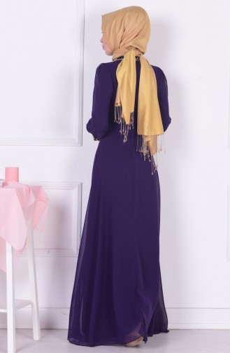 Dark Purple Hijab Evening Dress 2398-13