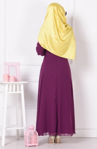 Plum Hijab Evening Dress 2398-08