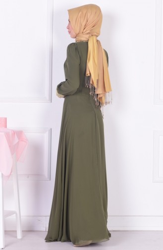 Khaki Hijab Evening Dress 2398-10