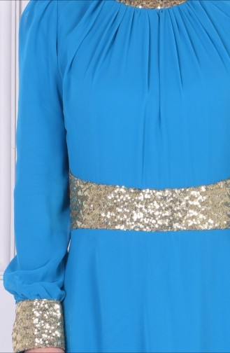 Petrol Blue Hijab Evening Dress 2398-12