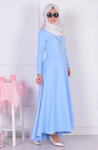 Baby Blue Hijab Dress 4055-11