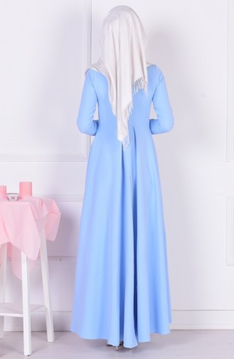 Baby Blue Hijab Dress 4055-11