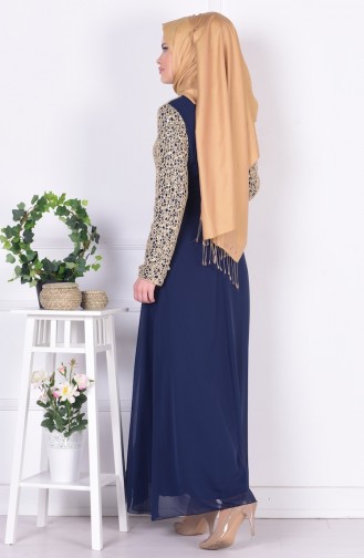 Dunkelblau Hijab Kleider 52505-06