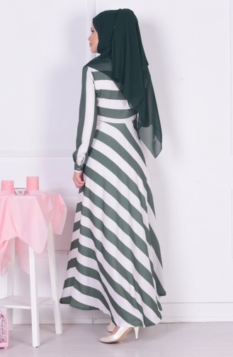 Striped Dress 3385-04 Green 3385-04