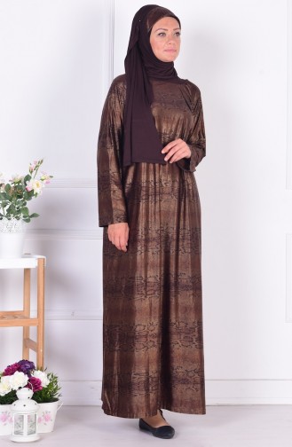 Robe Hijab Couleur Brun 7597-01