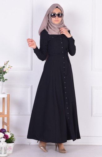 Black Hijab Dress 1074-03