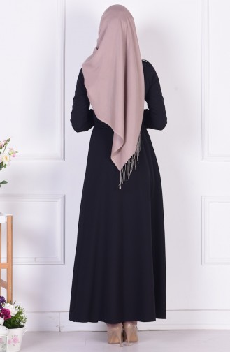 Schwarz Hijab Kleider 1074-03