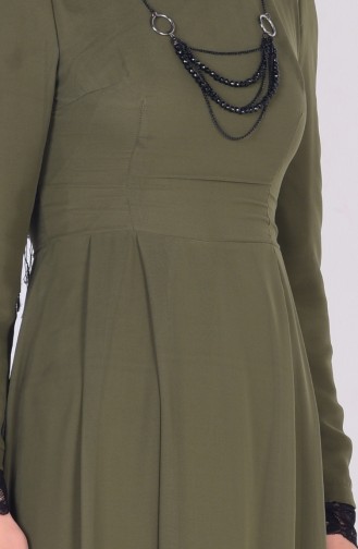 Kleid mit Spitzen 2540-09 Khaki Grün 2540-09
