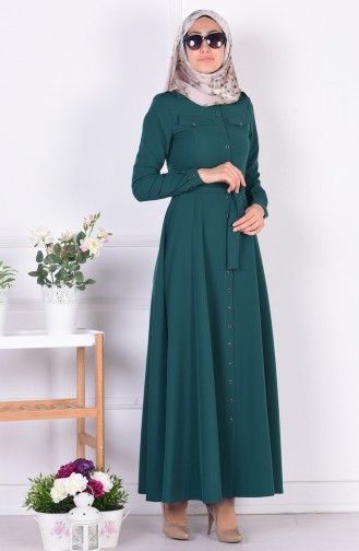 Green Hijab Dress 1074-05