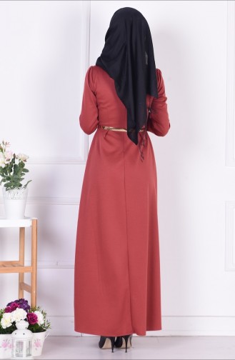 Brick Red Hijab Dress 52515-04