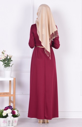 Claret Red Hijab Dress 52515-07