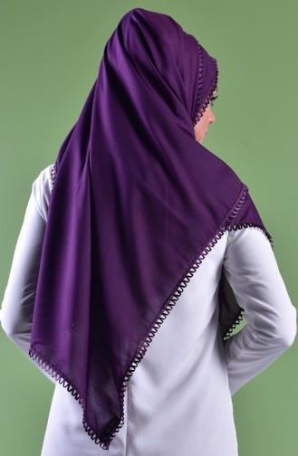 İşlemeli Cotton Şal 1021-22 Mürdüm