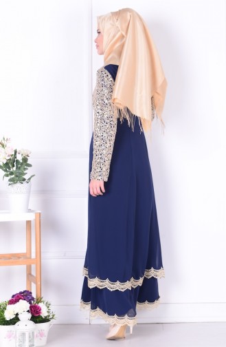 Navy Blue Hijab Dress 52504-01