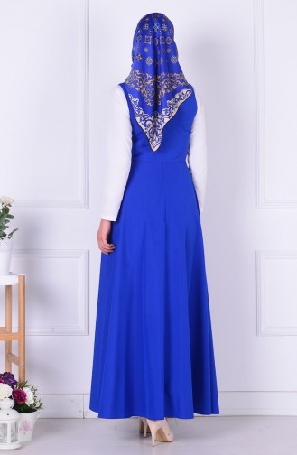 Saks-Blau Hijab Kleider 2564-07