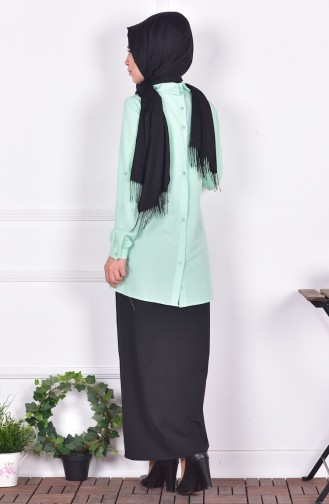 Blouse Crêpe Détail Boutons 4063-09 Vert Menthe 4063-09