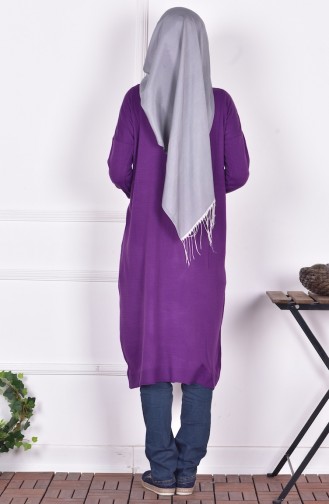 Motifli Triko Tunik 3710-02 Mor