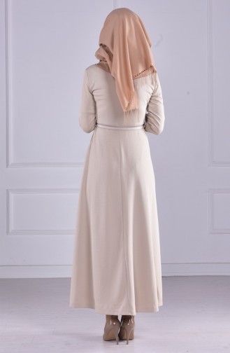Beige Hijab Dress 4040-04