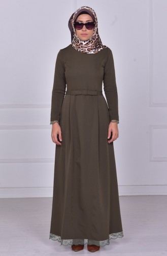 Khaki Hijab Dress 4065-03