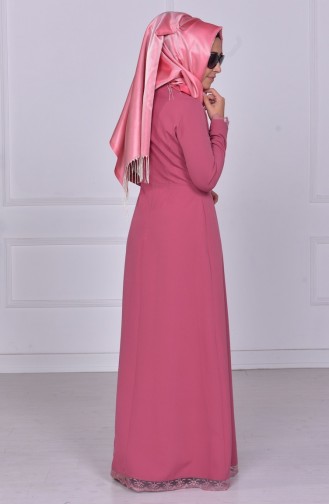 Beige-Rose Hijab Kleider 4065-06