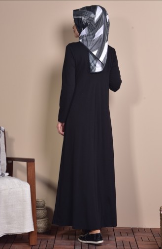 Schwarz Hijab Kleider 0908-02