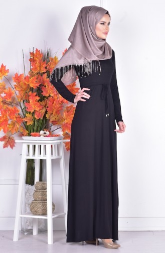 Schwarz Hijab Kleider 0751A-01