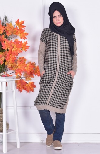 Kareli Triko Hırka 3009-02 Vizon