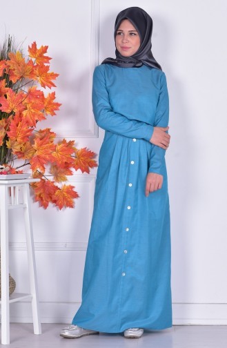 Türkis Hijab Kleider 4059-06