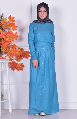 Turquoise Hijab Dress 4059-06