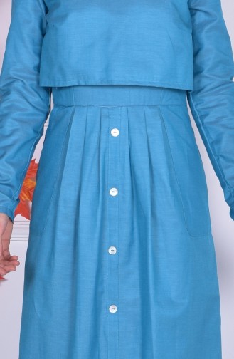 Turquoise Hijab Dress 4059-06