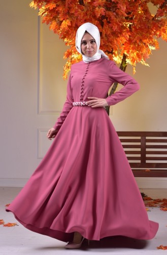 Robe Hijab Rose Pâle 4064-07