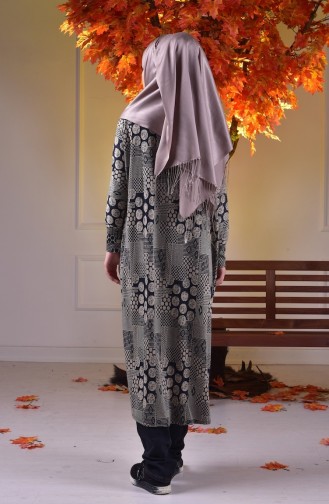 Motifli Fermuarlı Hırka 3265-02 Vizon