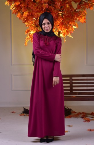 Dark Fuchsia Hijab Dress 2075-13