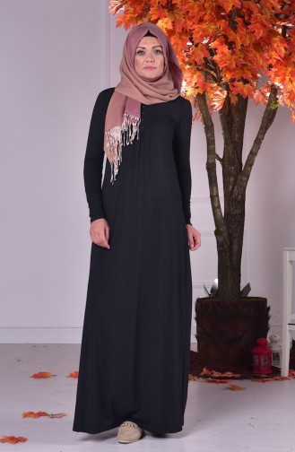 Schwarz Hijab Kleider 3062A-04