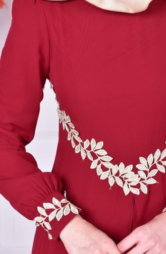 Claret Red Hijab Evening Dress 52419-13