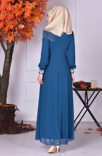 Petrol Blue Hijab Evening Dress 52419-14