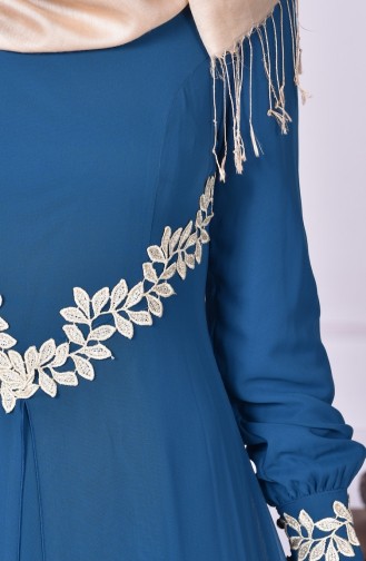 Petrol Blue Hijab Evening Dress 52419-14