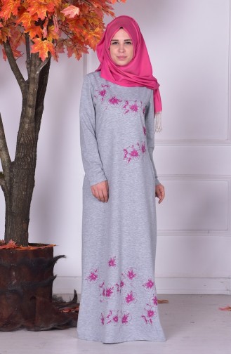 Grau Hijab Kleider 1152-06