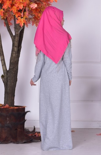 Gray Hijab Dress 1152-06
