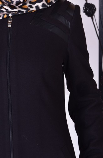 معطف طويل أسود 35725-02