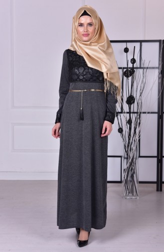 Rauchgrau Hijab Kleider 52509-01