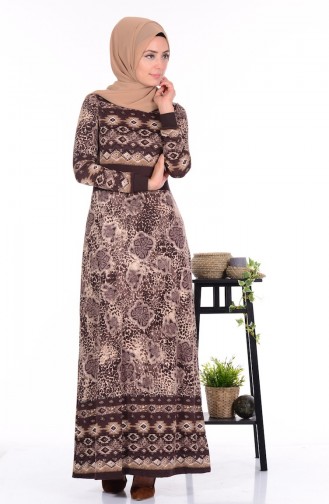 Brown Hijab Dress 4647-03