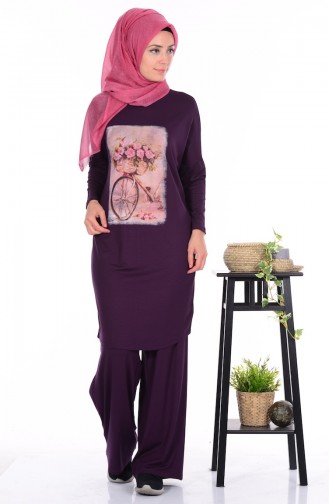 Tunik Pantolon İkili Takım 3093-10 Mor