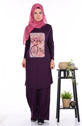 Tunik Pantolon İkili Takım 3093-10 Mor