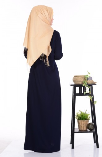 Navy Blue Hijab Dress 0835-03