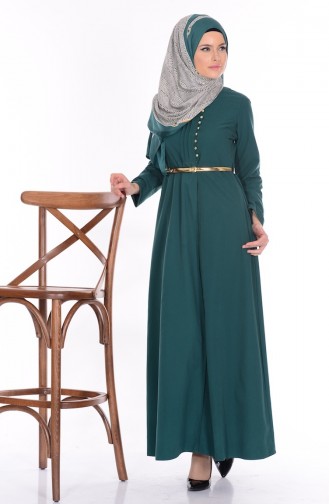 Smaragdgrün Hijab Kleider 2222-08